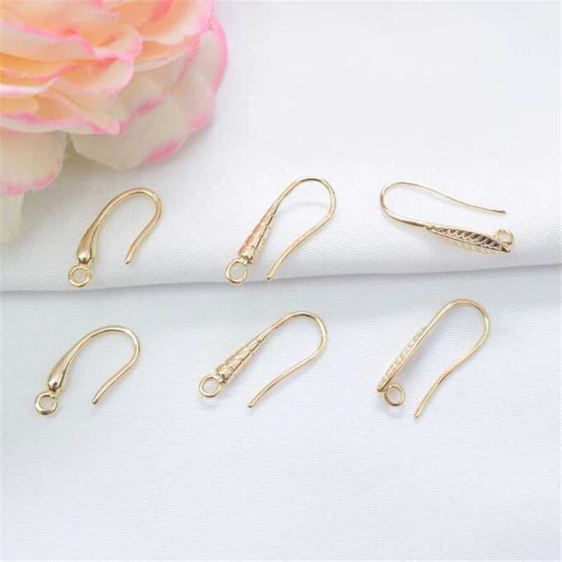 New 14K Gold Plated Brass Hypoallergenic Waterdrop Leaves Earring Hooks For DIY Earring Jewelry Making Ear Wire Hook Accessories