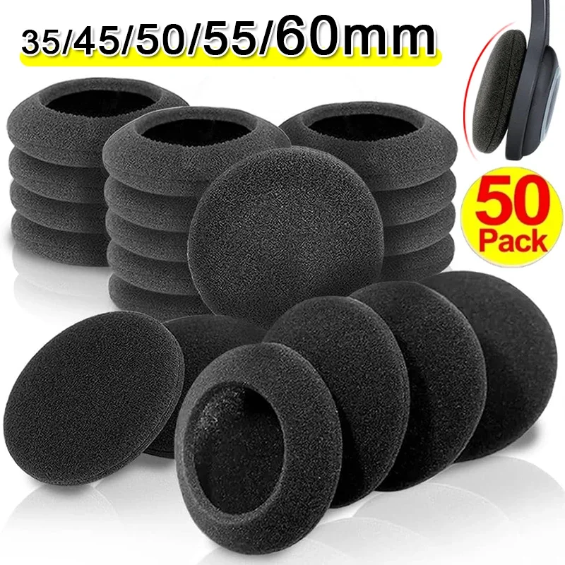 50-10 szt. Gąbkowe nauszniki wymienne z pianki memory 35/45/50/55/60mm do słuchawek stereo Logitech PC960 USB
