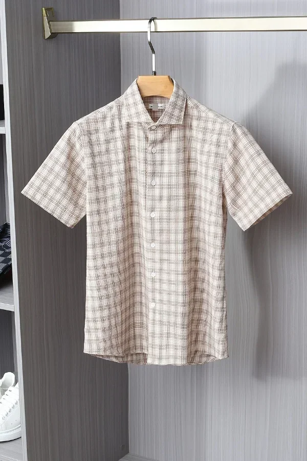 

2024DIKU Shirt Silk Men 2024 Summer New Short Sleeve Breathable Thin Embroidery Quality Big Size M-2XL