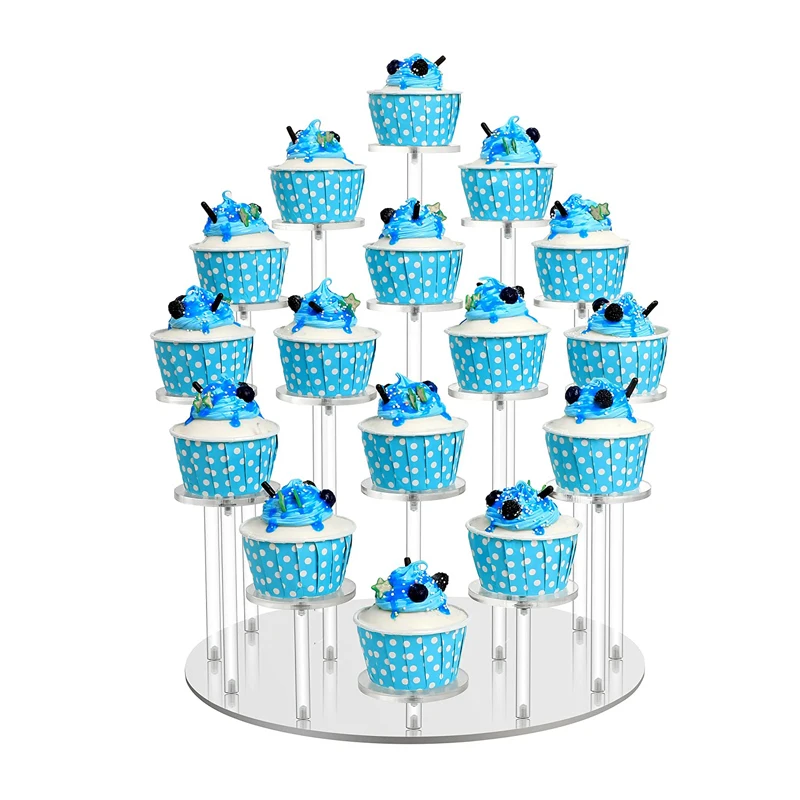 4MM Acrylic Cupcake Stand 16 Tiers Dessert Tower For Wedding Party Small Figure Decor Multi Layer Show Riser Rack