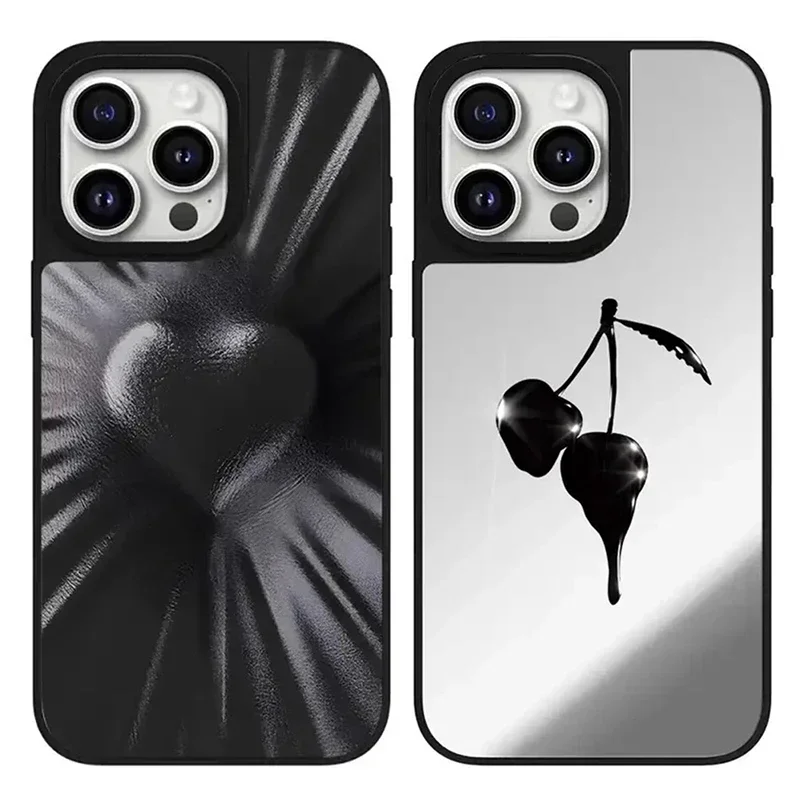 

Creative Heart Cherry Mirror Magnetic iPhone 11 12 13 14 15 Pro Max Protective Case