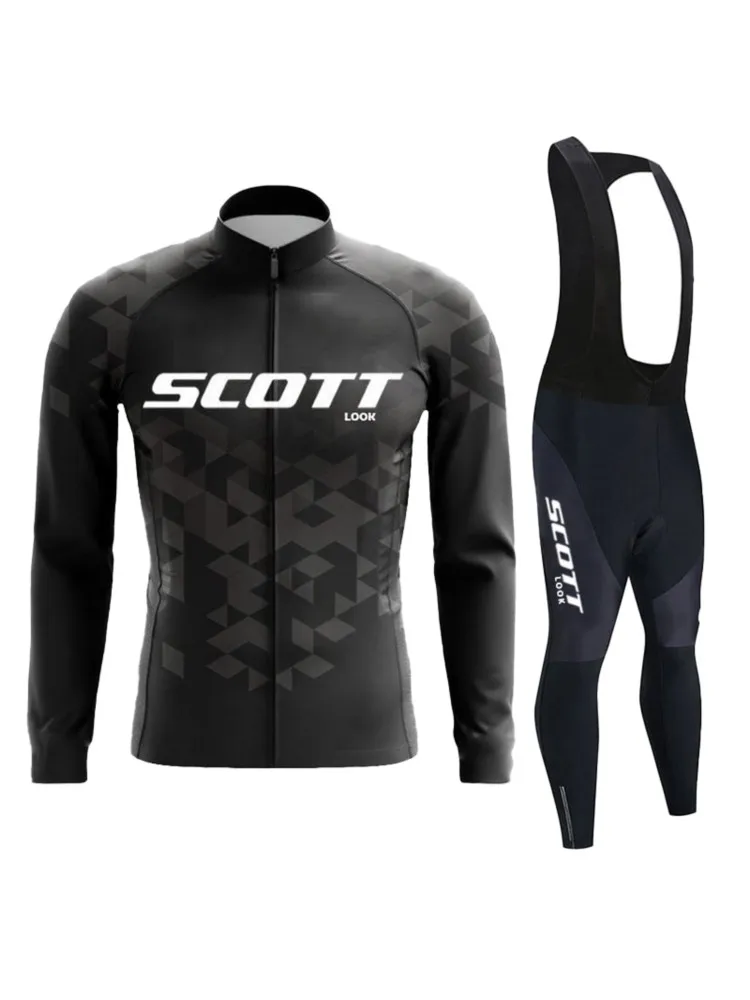 Ademende wielertrui met lange mouwen Set Bib Broek Ropa Maillot Ciclismo Fietskleding MTB Bike Uniform Herenkleding - afbeelding 2