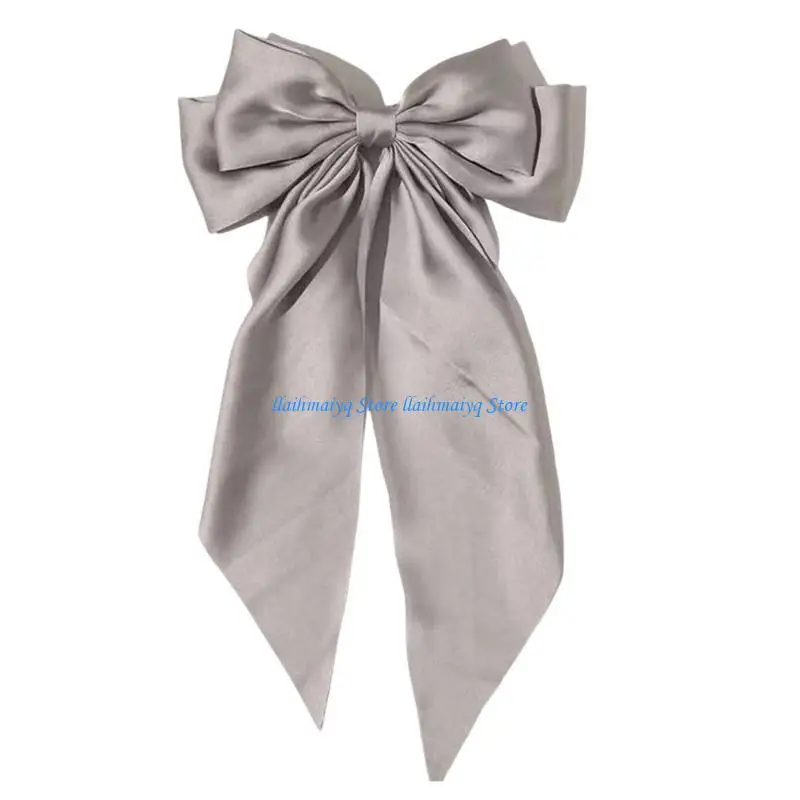 573B Satin Hair Bows Hair Barrettes Accessory for Infant Large Bowknot Hairpin