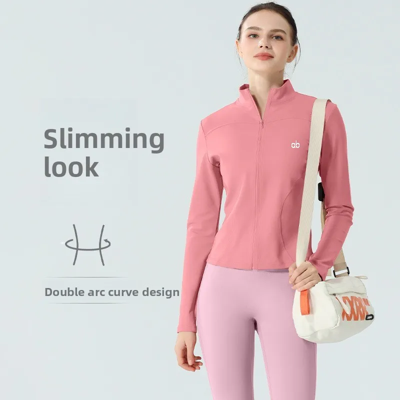 Women Quick Dry Three Pieces Yoga Set High Elastic Zipper Stand Collar Long Sleeve Jacket For Morning Run Outdoor Fitness