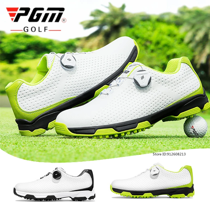 PGM New Men's Golf Shoes Cushioning Knob Lace Waterproof Sneakers Male Anti Slip Spikes Sports Footwear Athletic Shoes 39-45