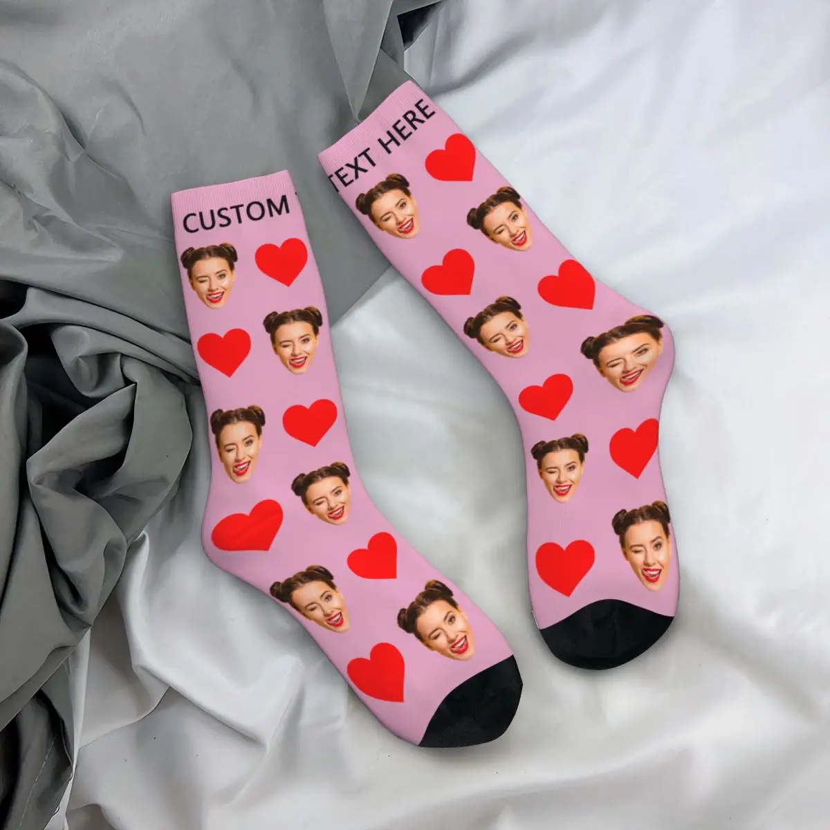 Personal Custom Avatar Printed Socks Cozy Sport Middle Tube Socks Cotton for Unisex Birthday Present