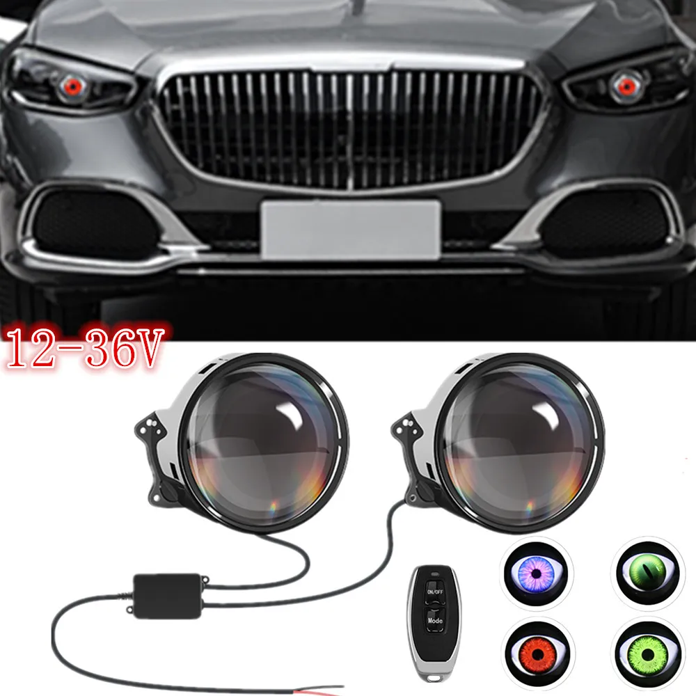 

1Pair LED Dynamic Devil Eyes Lights 12V-36V Car Headlight Retrofit Eyes Light DIY 7 Modes With Lens Eyes Lights Remote Control