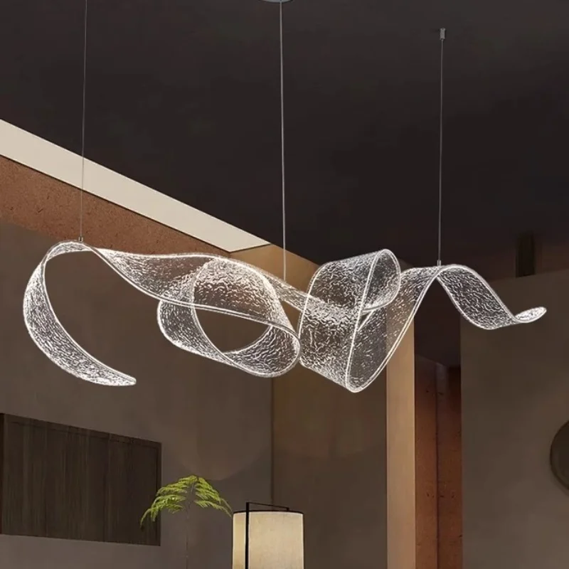 French restaurant designer's artistic style ribbon pendant light, customized hotel lobby pendant light