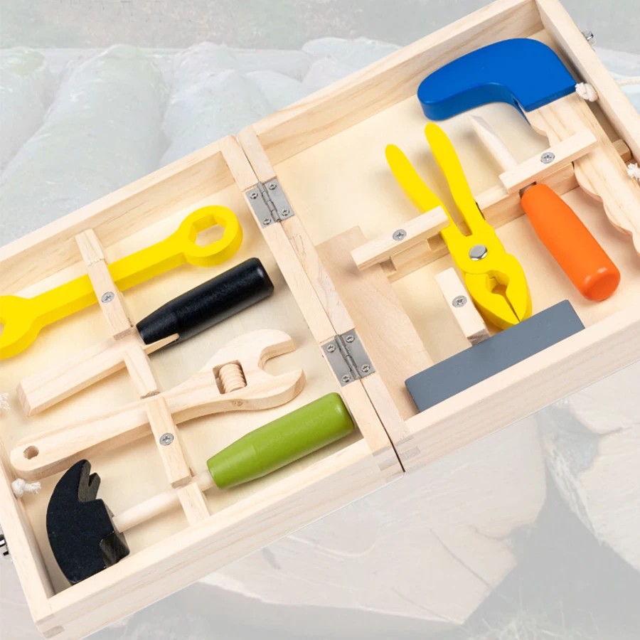 Frühe Bildung Holz tragbare Kinder Werkzeugkasten Reparatur Set Kombination Puzzle Spielhaus Demontage Spielzeug Jungen