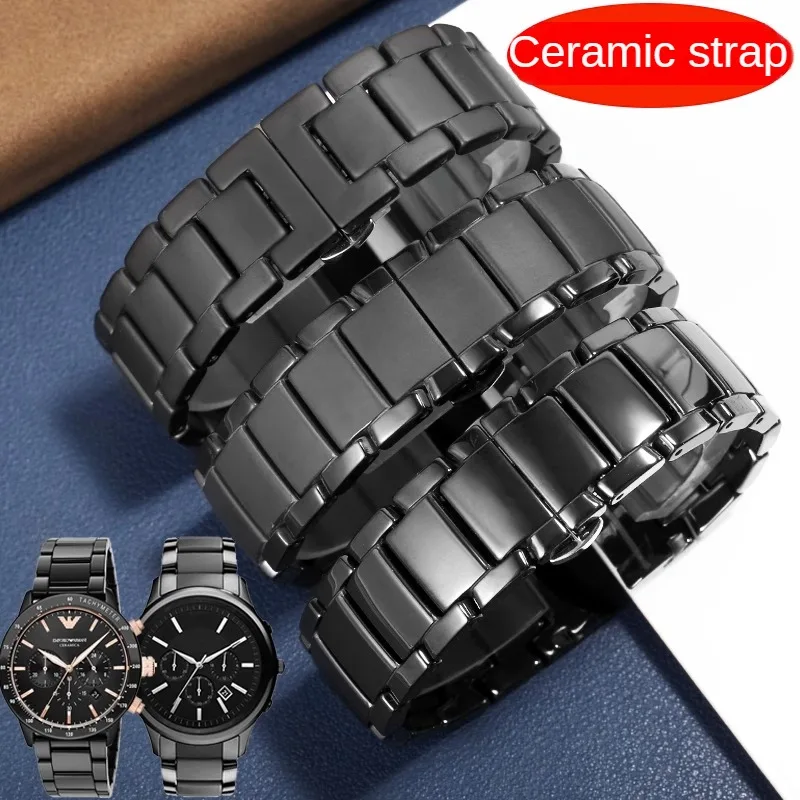 

Ceramic Watch Band Substitute For AR1452 1451 Pilot AR70002 Series Black Frosted Chain 16/18/20/22/24mm