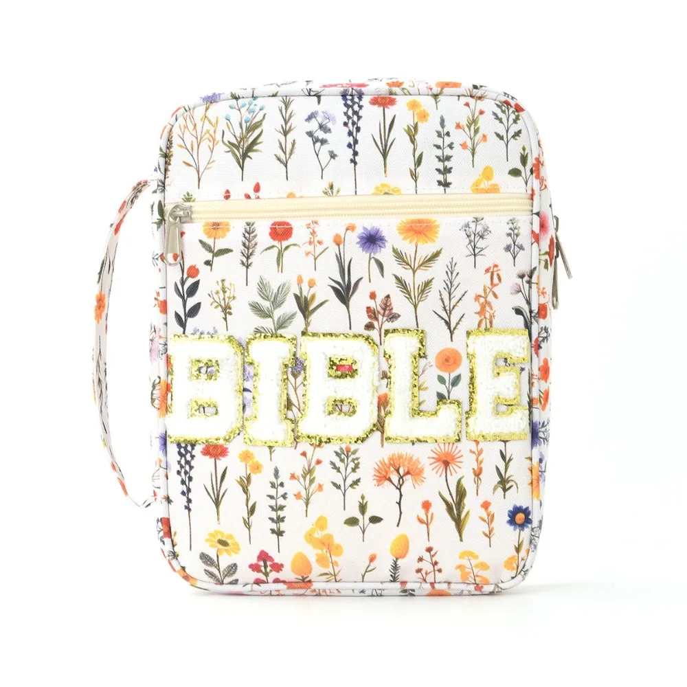 

Portable Dustproof Book Storage Bag Flora Large-capacity Bible Cover Case Aesthetic Pouch Stationery Storage Organizer Student