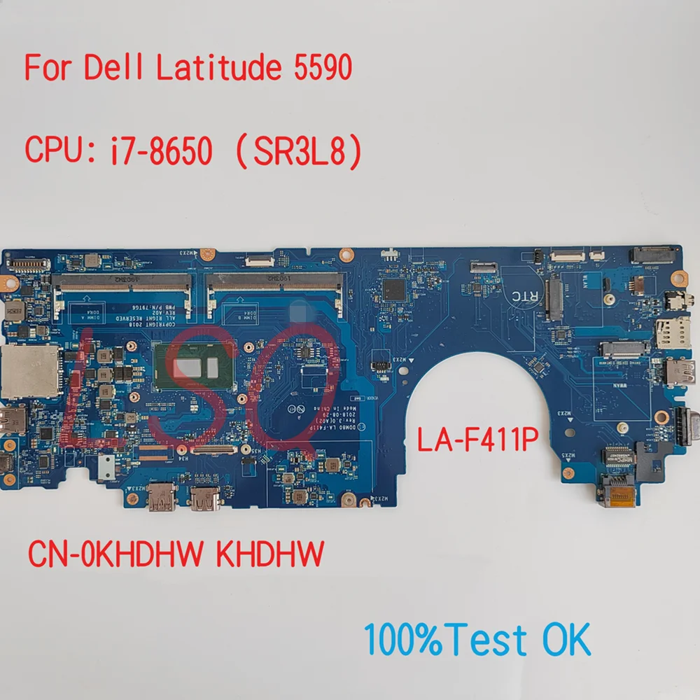 

LA-F411P For Dell Latitude 5590 Laptop Motherboard With CPU i5 i7 CN-0VJF9H VJF9H KHDHW 0KHDHW 100%Test OK