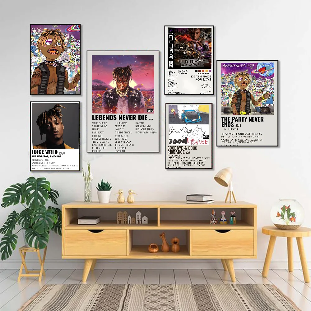 1PC Hip Hop Rapper J-Juice W-Wrld Music Poster Waterproof Wall Art Movie Posters For Bar Living Bedroom Retro Room Decor Gift