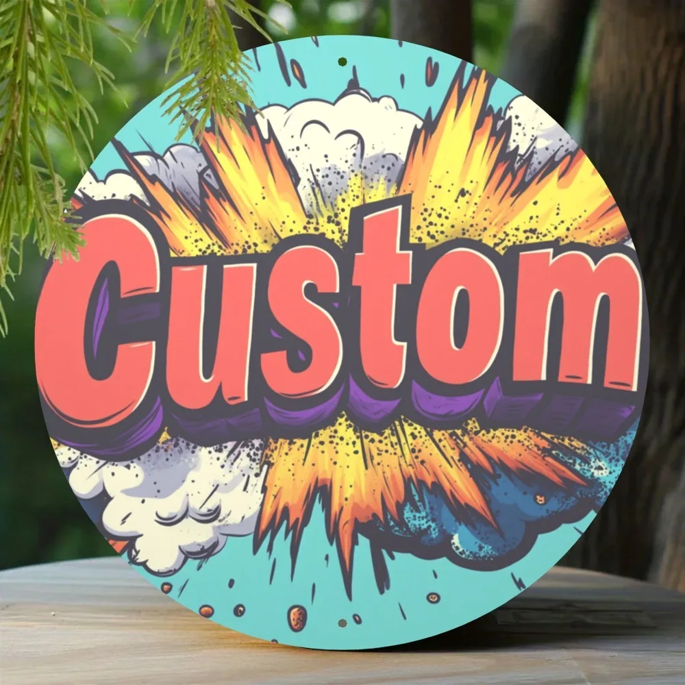 CIFbuy Custom Text Round Metal Sign,Personalized Custom Words Pop Art Wall Decor (Only For Decoration)
