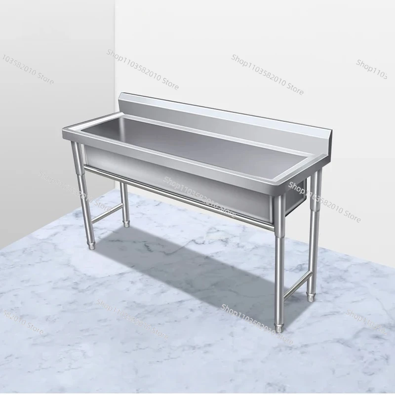 Stainless Steel Floor-standing Dishwashing Kitchen Sinks for School Canteen Outdoor Washing Sinks Commercial Large Single-tank L