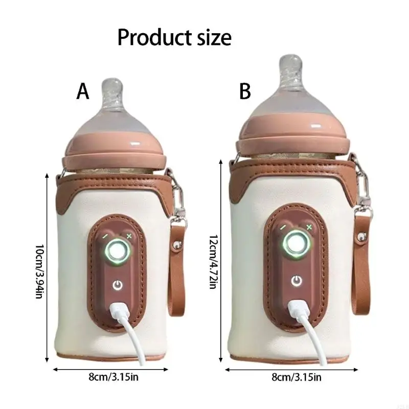 USB Baby Bottle Warmer with Display Panel, Portable Warming Sleeve for Home Feeding and Travel Bottle Care Daily A2UB
