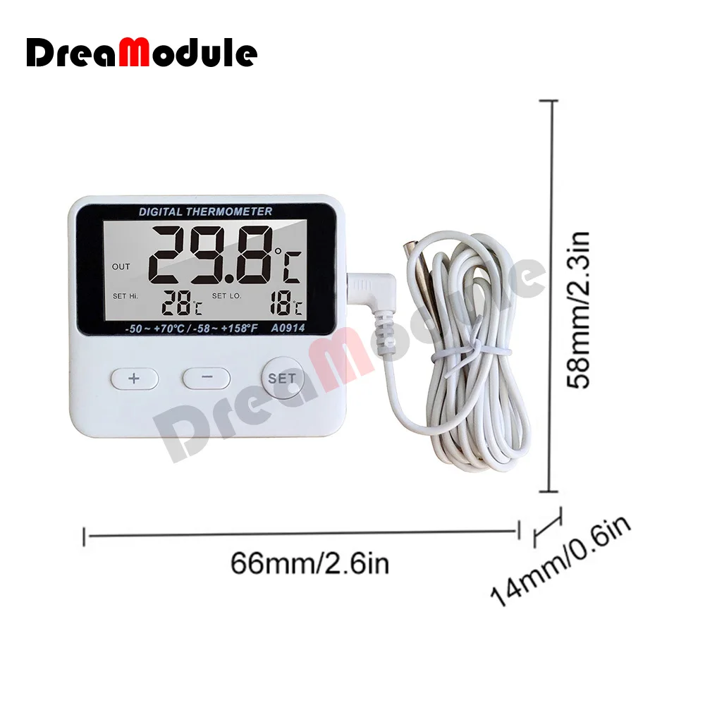 Digital Weather Station Thermometer Hygrometer Alarm Temperature Humidity Meter LCD Indoor Outdoor Wired External Sensor Tester