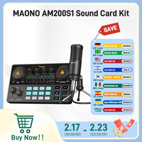 Maono AM200-S1 Sound Card Microphone Set MaonoCaster Audio Interface with Condenser Mic for Live Streaming,Recording,PC\\Phone