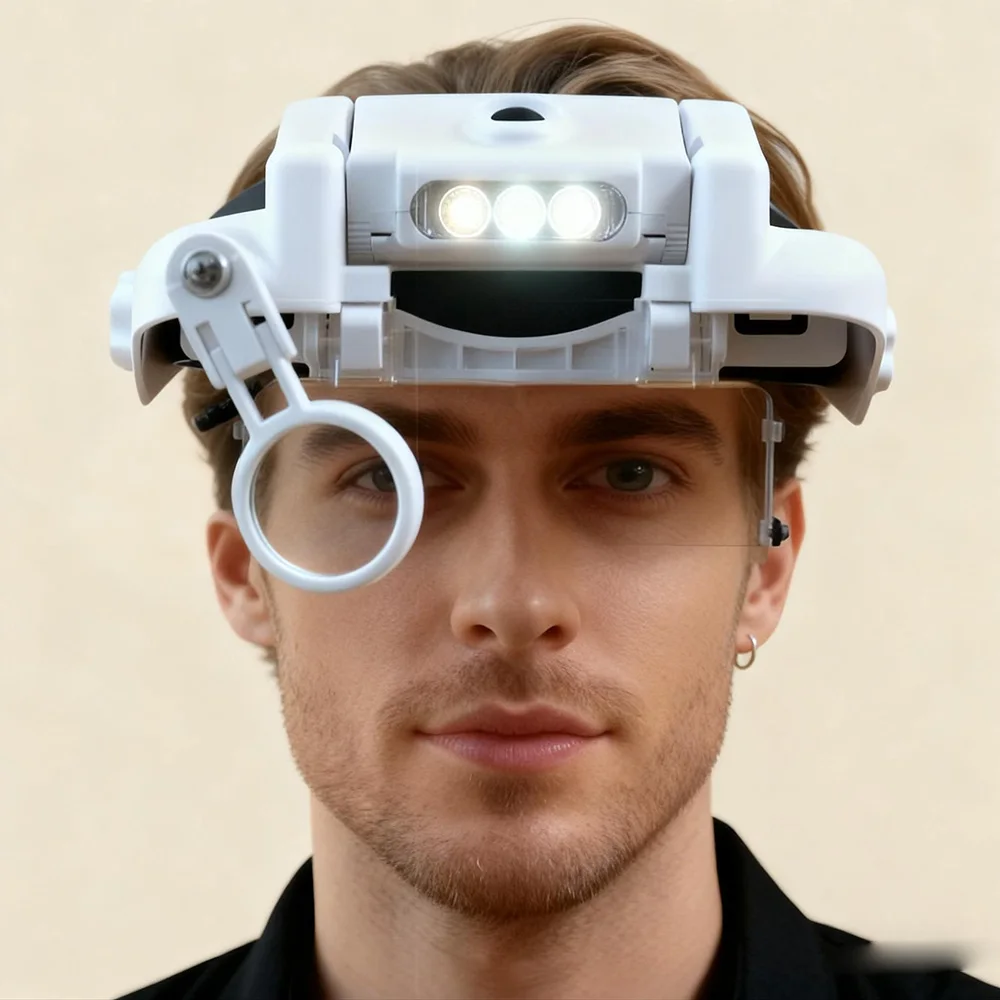 11.5X Headband Magnifying Glass with LED Light,USB Charging Helmet Magnifier for Reading Welding Soldering