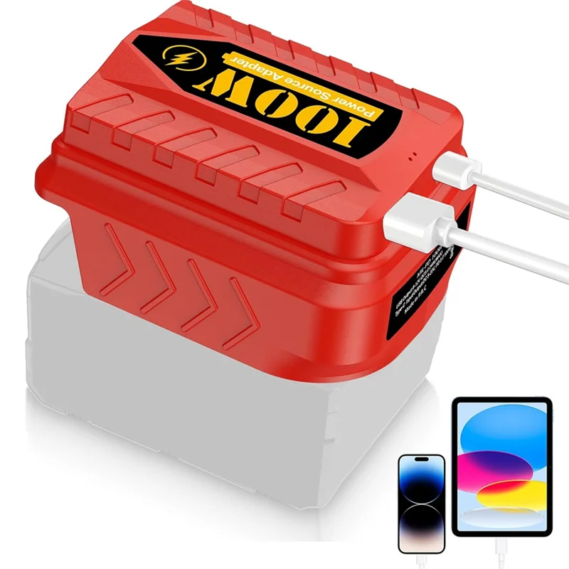 Adattatore per caricabatterie USB AF90-PD100W per batteria M18 da 18 V, con tipo C PD 3.0 100 W (MAX) e 1 ricarica rapida USB QC3.0
