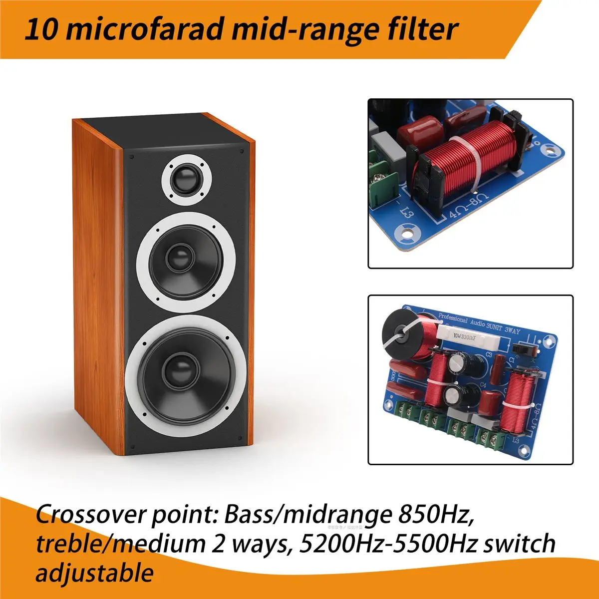 doyme 2PCS 3-Way 250W 850/5200Hz Frequency Divider DIY Speaker Filter Circuit Treble Medium Bass Hifi Stereo Audio Crossover