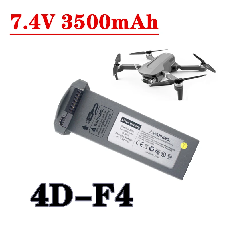 

7.4V 3500mAh Lithium Battery For 4DRC F4 Folding Aerial Photography Drone 6K Brushless Motor Quadcopter Accessories 7.4V Battery