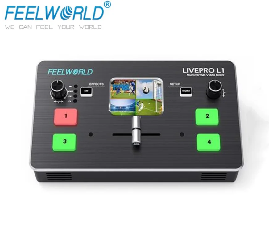FEELWORLD LIVEPRO L1 محول فيديو متعدد التنسيقات 4xHDMI مدخلات إنتاج كاميرا متعددة في الوقت الحقيقي البث المباشر لصوت الفيديو