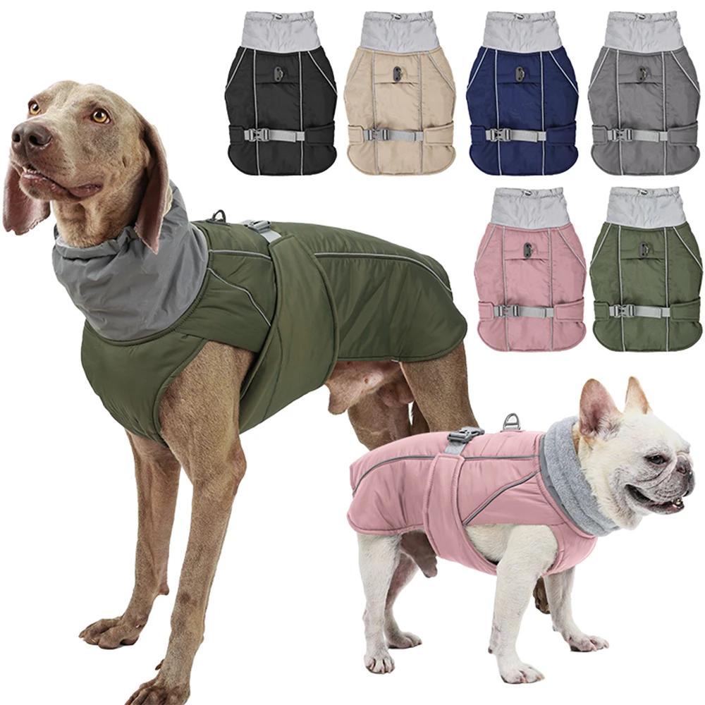 Spring New Thicken Warm Pet Dog Jacket Reflective Safety Vest Jacket Pet Waterproof Coat Dogs Training Thermal Cotton Clothes