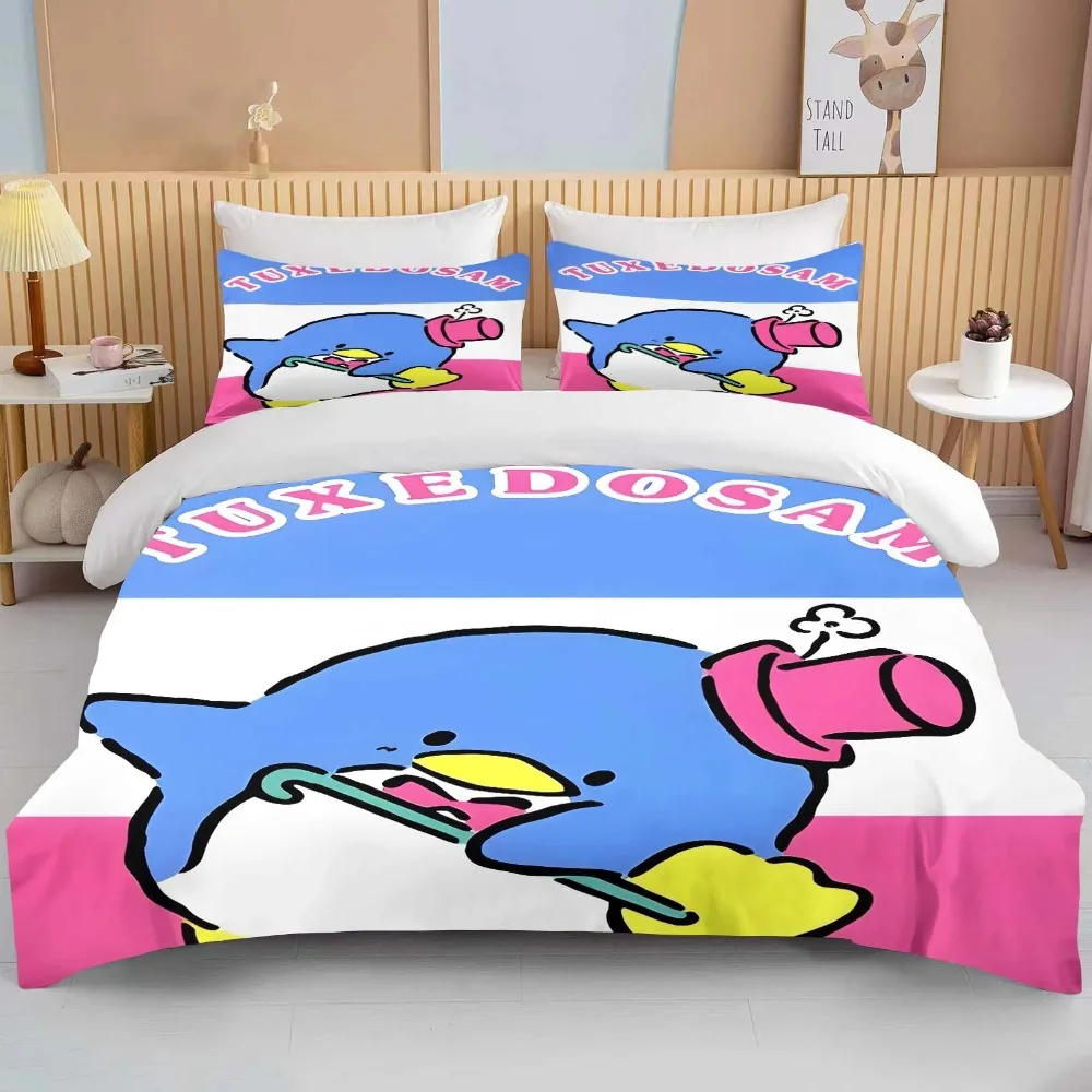 Imagem -02 - Sanrio Tuxedo Sam Conjunto de Cama Pinguim dos Desenhos Animados para o Bebê Cama Twin com Fronha Capa de Cama Adulto Edredão do Quarto Pcs Eua