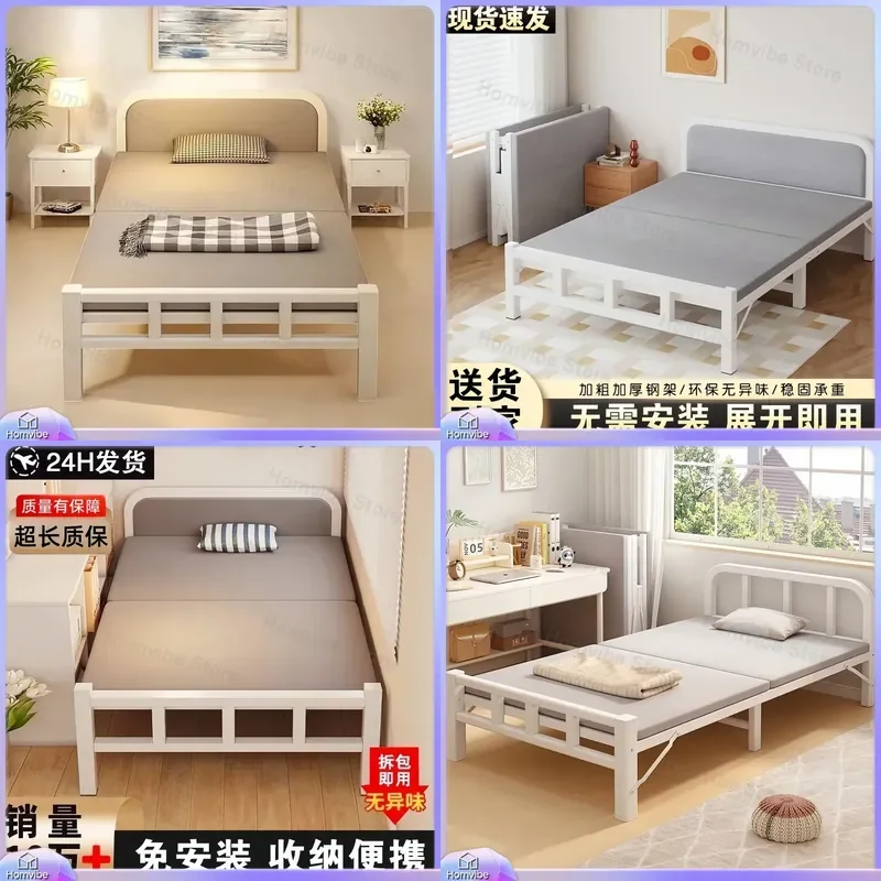 for Rollaway  Single Household Extra Thick Wrought Iron Small Bed Lunch Break Dormitory Adult Simple Bed Bedroom Extra Bed