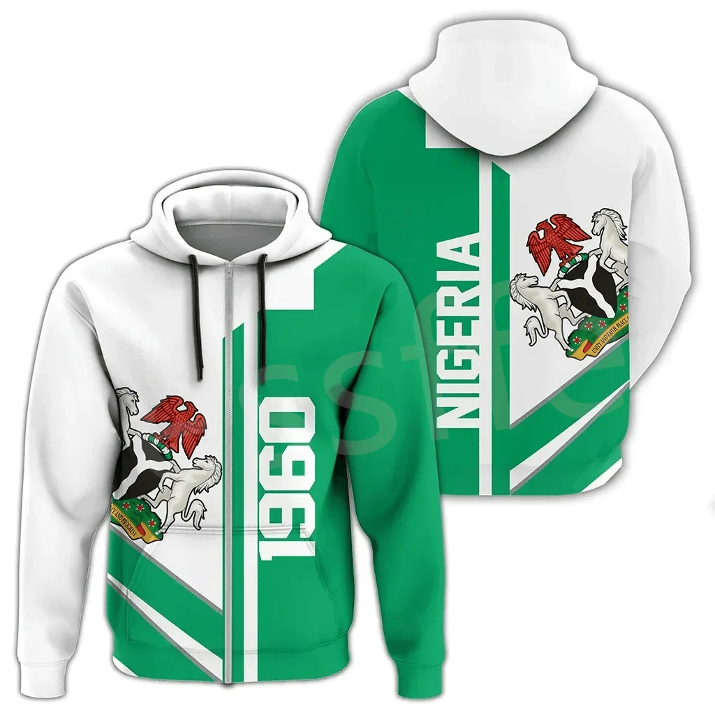 Tessffel Black History Africa County Nigeria Flag Tribe Tattoo Tracksuit 3DPrint Men/Women Casual Long Sleeves Jacket Hoodies X8