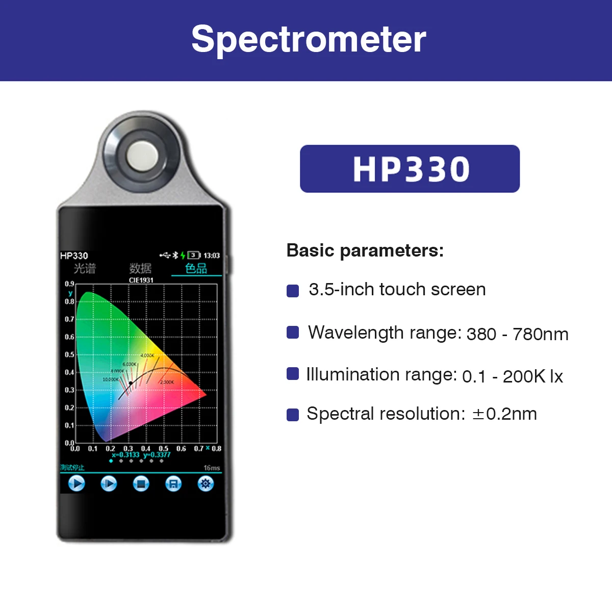 Portable Spectrometer CCT Lux Light Meter Tester Illuminometer Photography Spectrophotometer