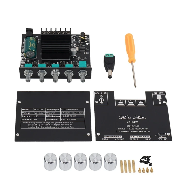 

Hot Sale4x ZK-MT21 2.1 Channel Bluetooth 5.0 Subwoofer Amplifier Board 50WX2+100W Power Audio Stereo Amplifier Board Bass AMP