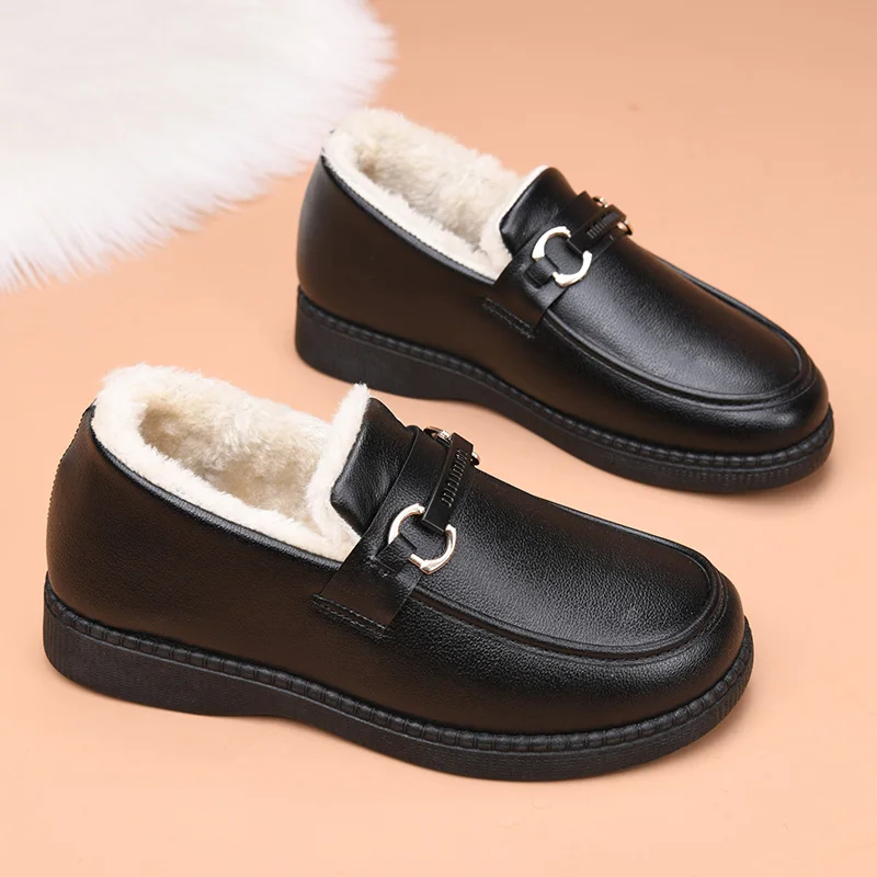 Women Loafers Winter Shoes Warm Fleece Lined Comfortable Soft Slip On Casual Shoes for Ladies
