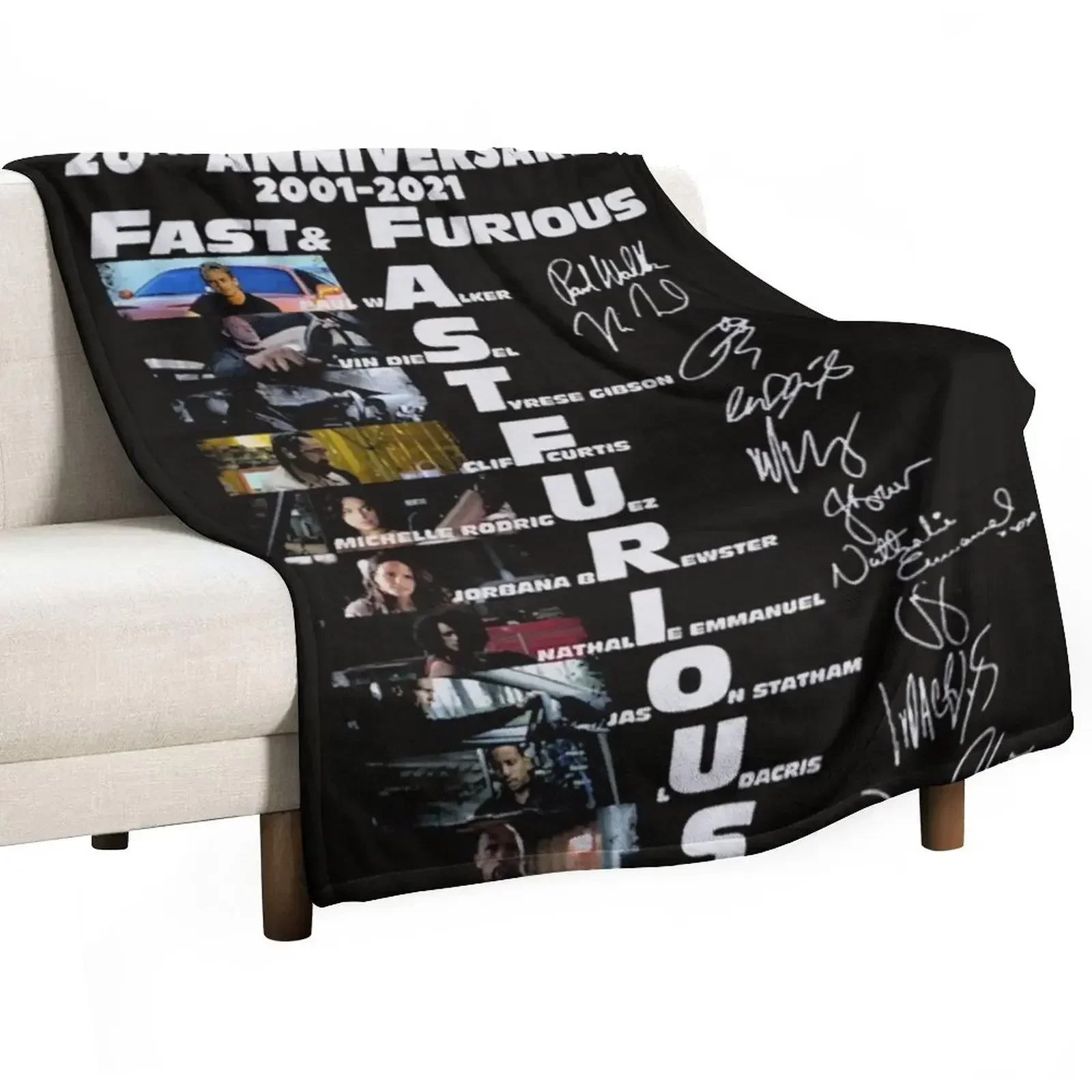 

20th Anniversary 2001 2021 Fast Furious Signatures Classic Throw Blanket decorative Luxury for winter Blankets