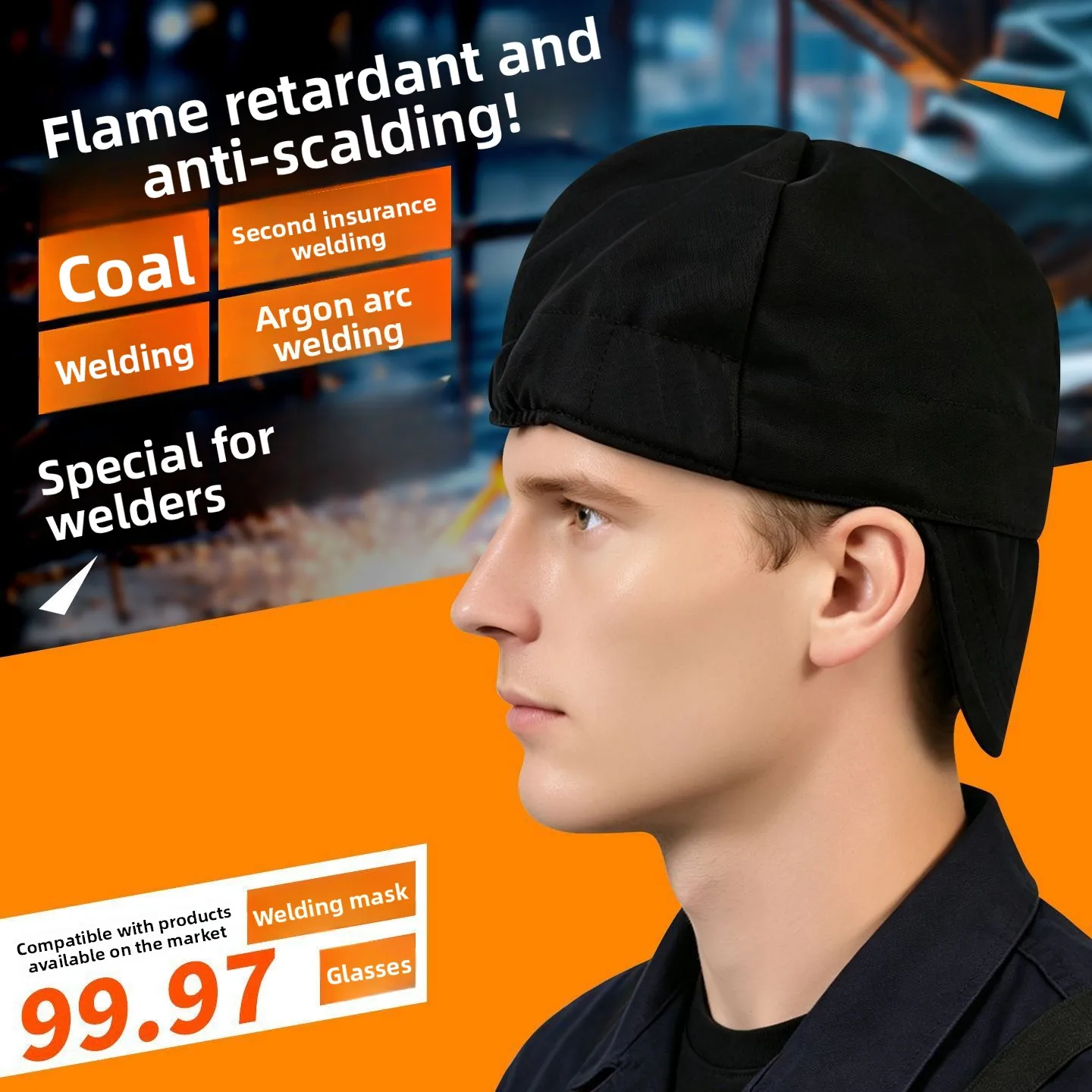 Welding Protective Cap Flame Resistant Dust Proof Breathable Full Cotton Sweat Absorbent Work Hat for Welders