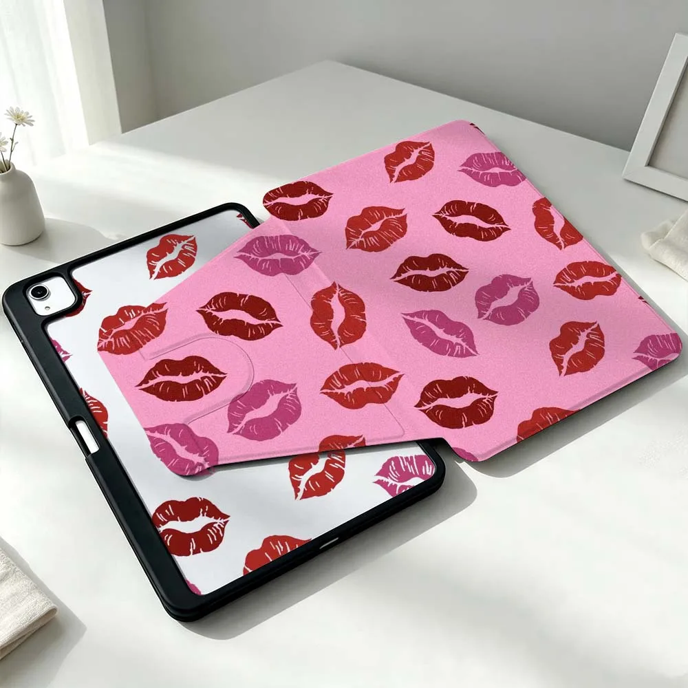 Stylish Kiss For Xiaomi Mi Redmi Poco Pad 8 7 7S 6 6S 5 SE Pro Ultra 360° Rotation Stylus Storage Tablet Case