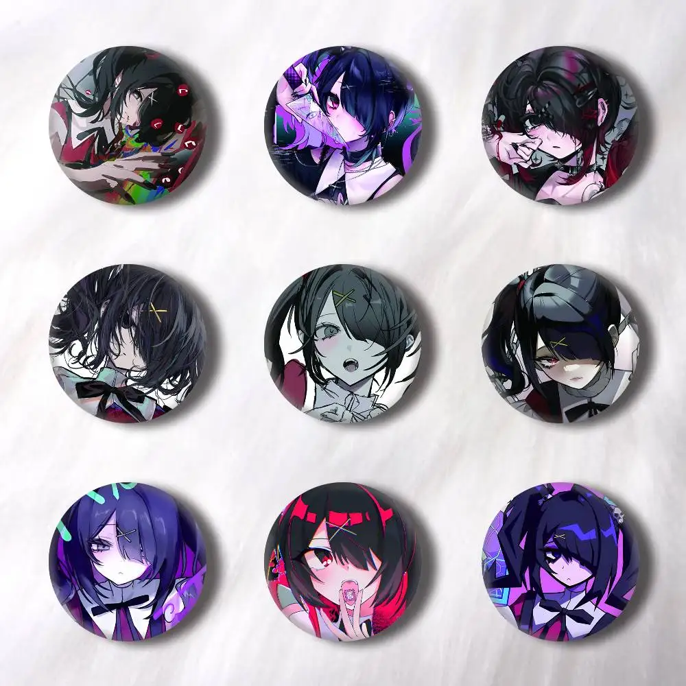 Anime Ame chan Pins Badges Round Laser Badge Brooch Clothes Backpack Accessories