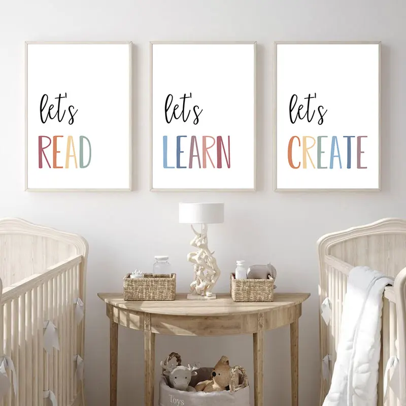 Simple Cute Colorful Words Canvas Poster Prints Modern Wall Decorative Painting for Nursery Bedroom Home Art Decor Picture