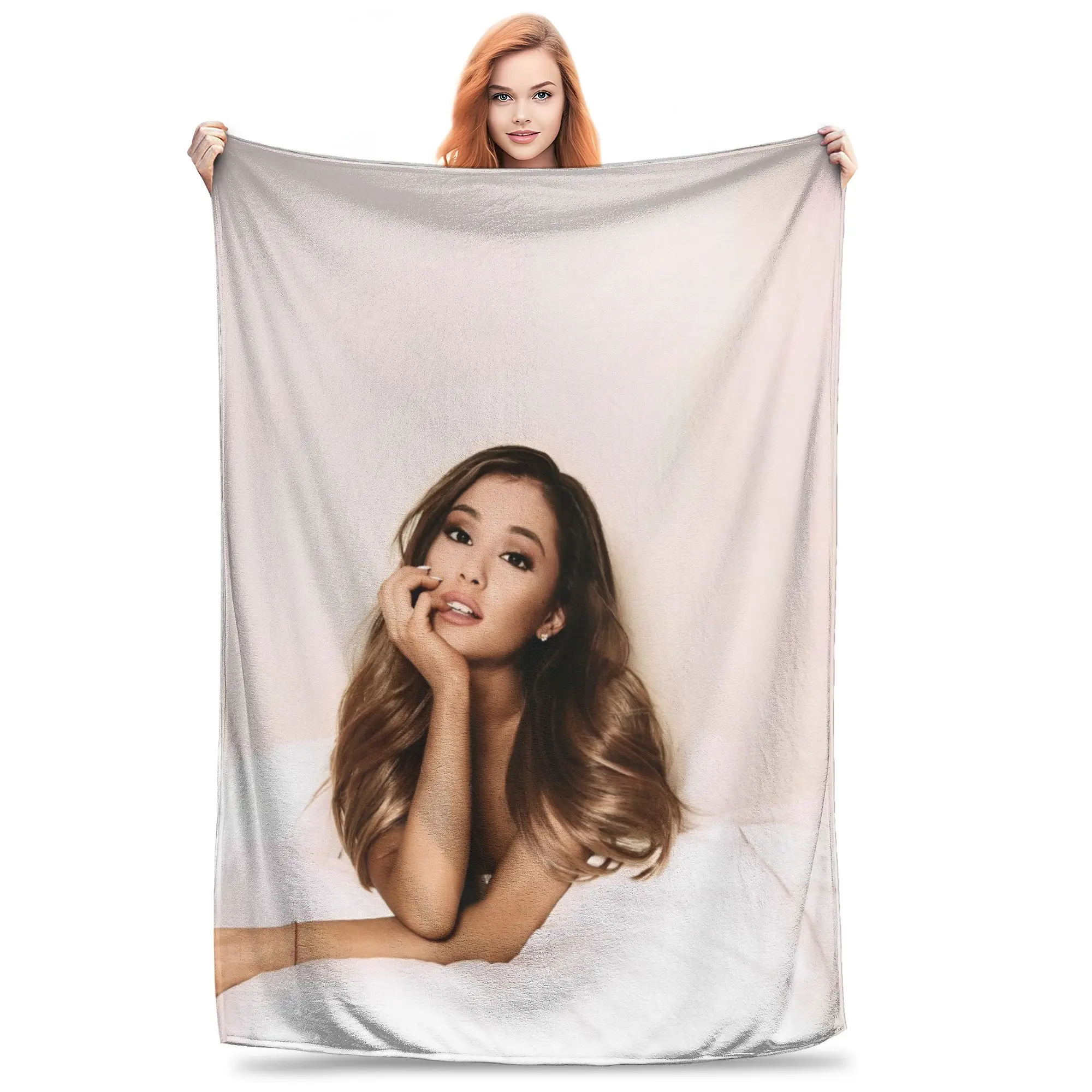 Arianas Grands Pop Singer Blanket Flannel Textile Decor  Portable Ultra-Soft Throw Blanket for Bedding Outdoor Bedspread