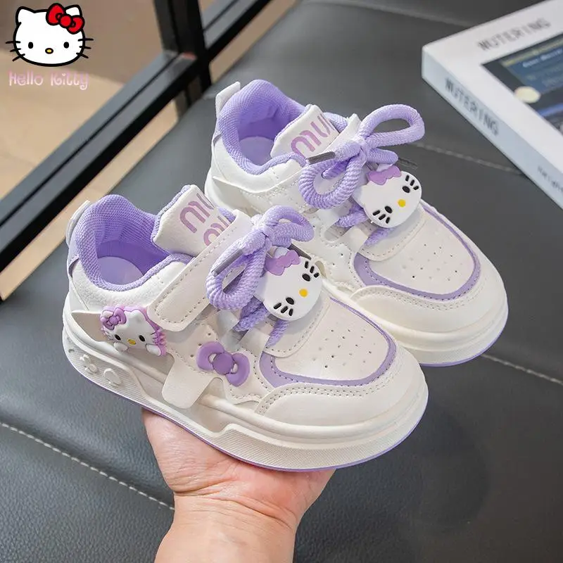

Anime Children Hello Kitty Sneakers Kawaii Spring Autumn New Board Shoes Cartoon Fashionable Soft Sole Sanrio Small White Shoes