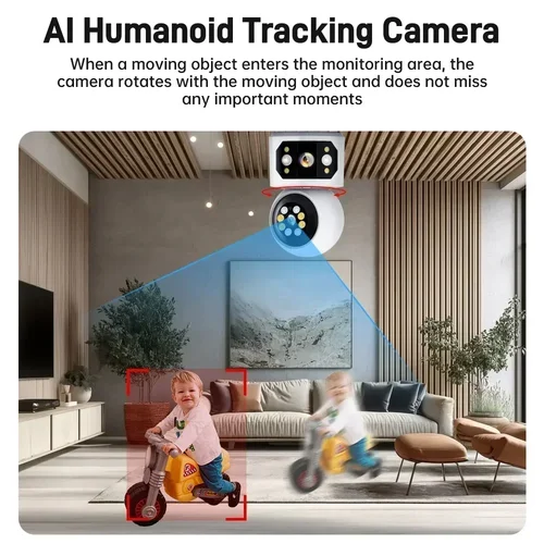 Imagen 2 del producto DIFANG-cámara WiFi para el hogar, 6MP, Yoosee, Monitor corporal inteligente para interiores, videovigilancia de seguridad inalámbrica, CCTV, lente Dual, tres pantallas