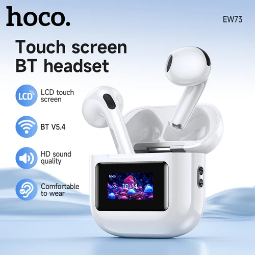 HOCO EW73 Auriculares inalámbricos con Bluetooth con pantalla táctil LED Semi en la oreja con estuche de carga micrófono para llamadas Mini auriculares