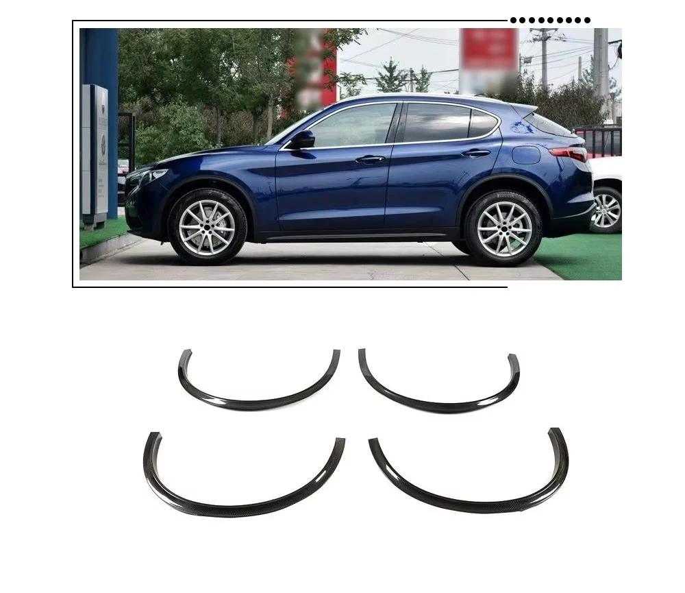Carbon Fiber Car Wheel Eyebrow Arch Trim Lips Fender Flares Protector for  Stelvio 2017-2019