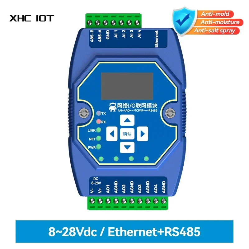 

I/O Networking Module 4AI+4AO 0-20mA/4-20mA RJ45 RS485 XHCIOT ME31-XAXA0404 DC 8-28V Modbus TCP/RTU Modbus Gateway OLED Display