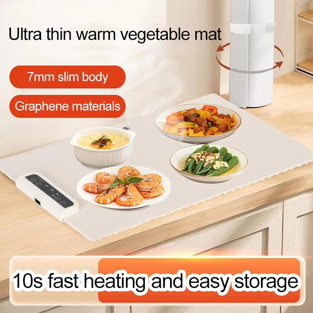 

Electric Warming Tray with Adjustable Temperature Foldable Design Fast Heating Food Warmer Hot Plate Placemat