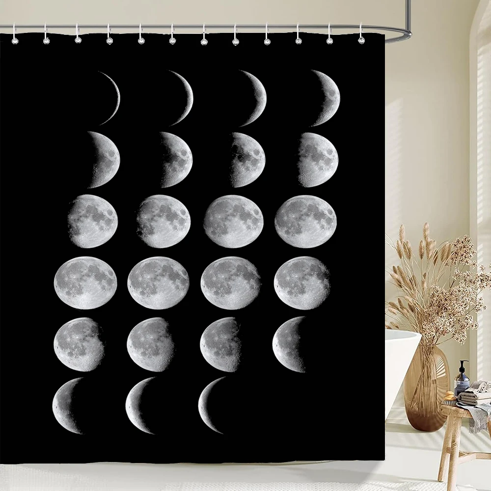 

Moon Earth Starry Sky pattern Shower Curtains Waterproof Bathroom Decor 3D Printed Fabric with Hooks Decoration Shower Curtain