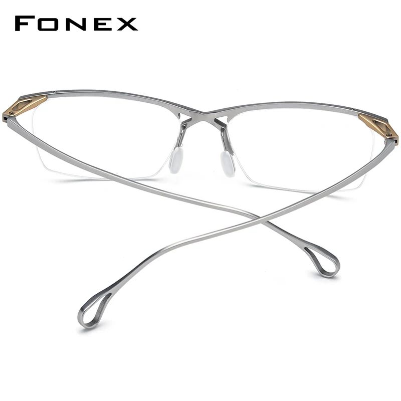 FONEX Progressive Prescription Glasses Myopia Optical Lens Eyewear Men Square Custom Eyeglasses Semi-Rimless Titanium Frame 5757