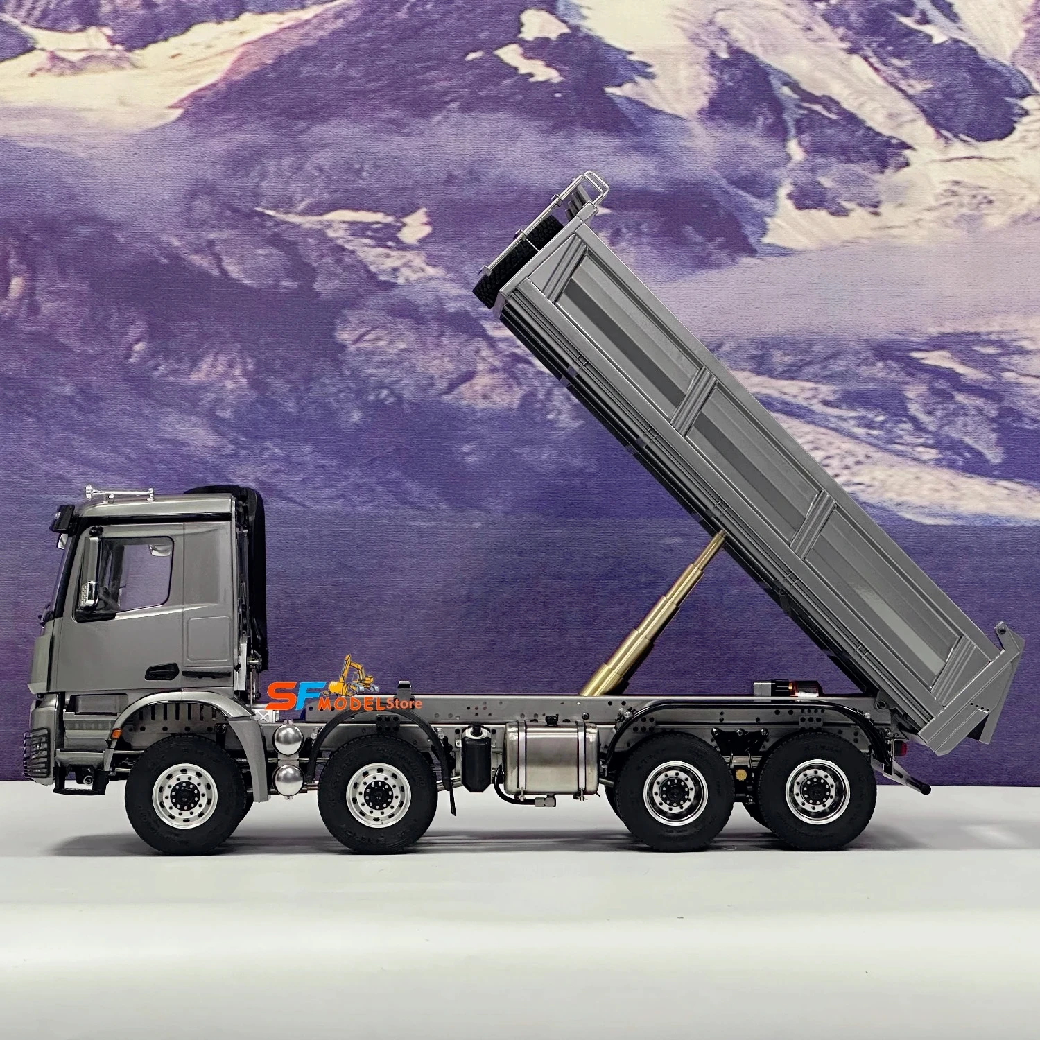 1/14 8x8 유압식 RC 덤프트럭 모델, 차동 잠금, 조명 및 사운드 시스템 탑재, 엔지니어링 기계 모델 RC 자동차 장난감