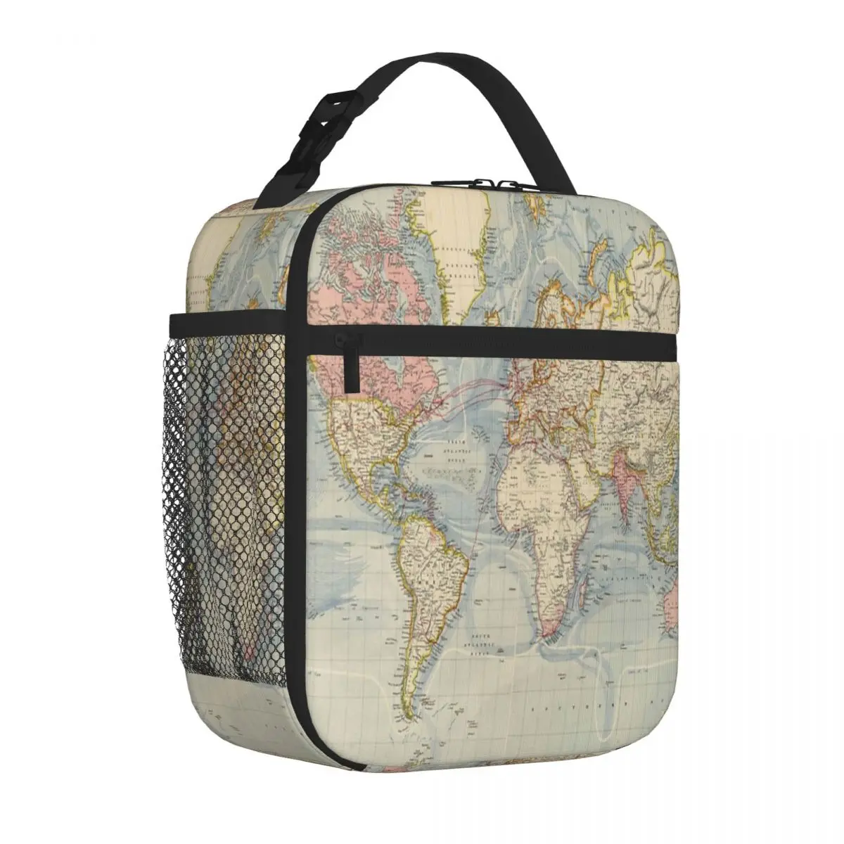 Blue Vintage Historical World Map Lunch Tote Lunchbox Insulation Bags Small Thermal Bag